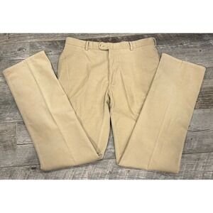 Peter Millar Pants Mens 34 (Tall) Tan Corduroy Flat Front Cotton Golf Walking